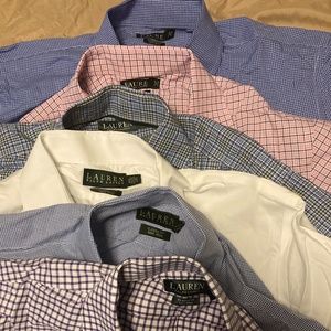 (lot of 6) 16.5 34-35 mens long sleeve, Lauren By Ralph Lauren
